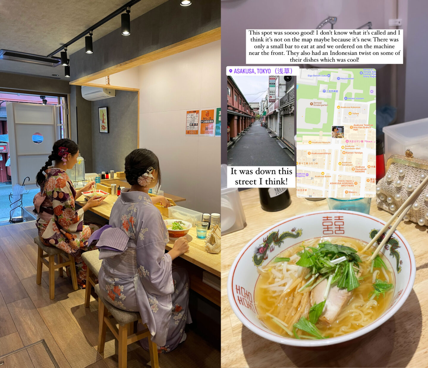 Jessica and Chantel eating delicious ramen in Asakasa!